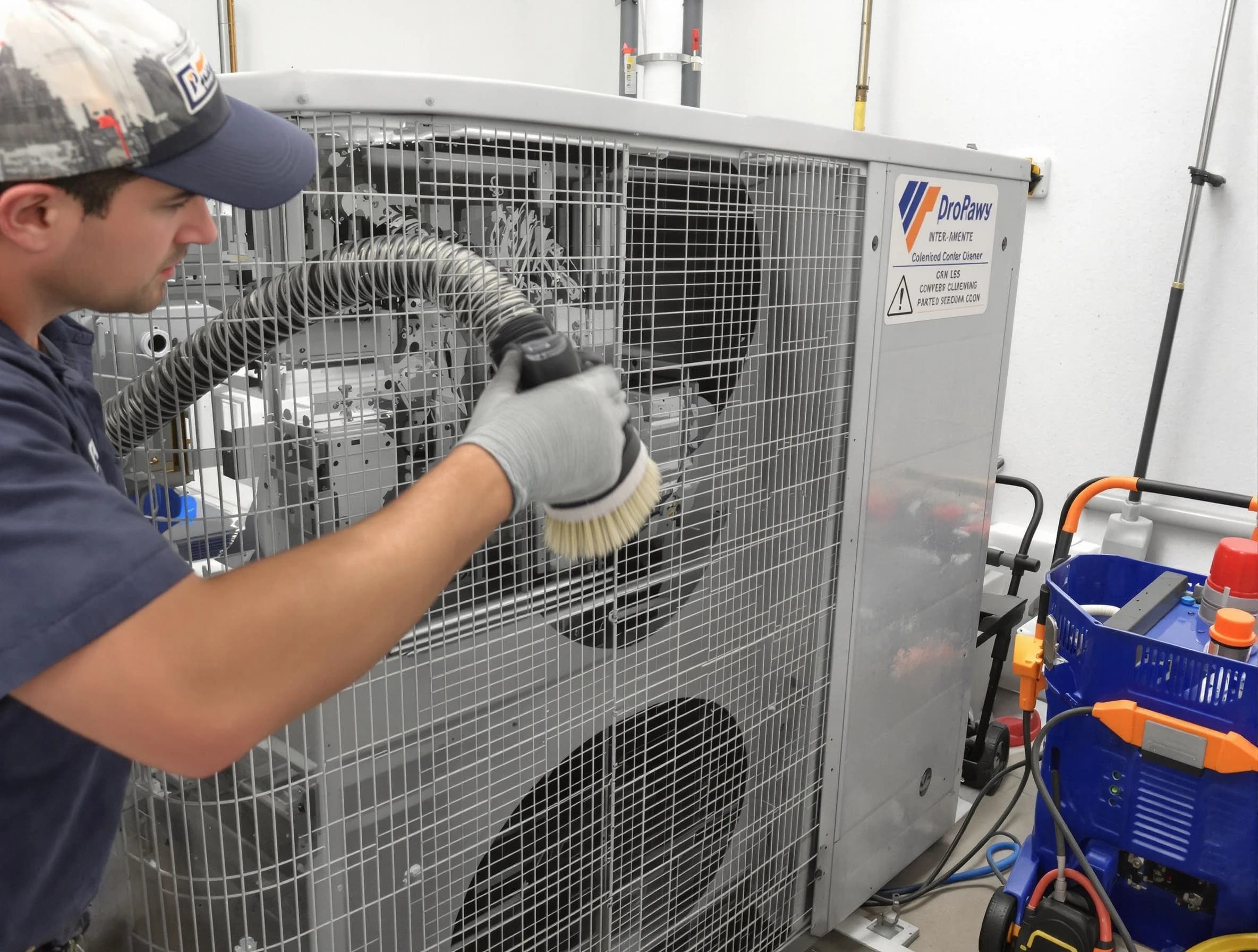 Lowell Air Duct Cleaning specialist performing precision AC coil cleaning for improved system performance in Lowell