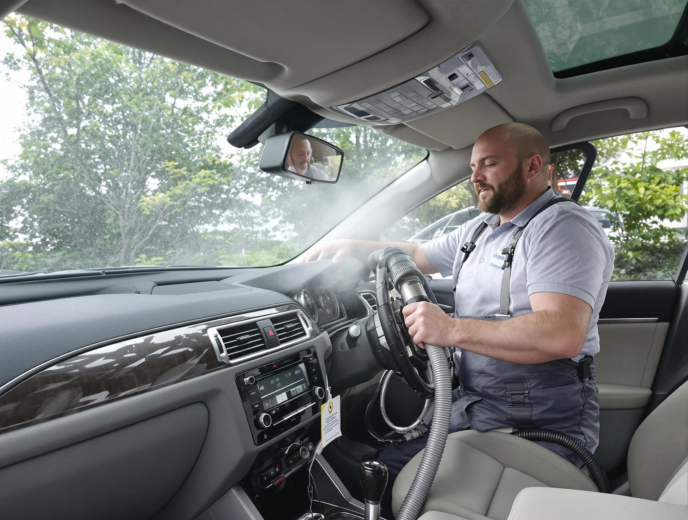 Lowell Air Duct Cleaning specialist performing professional car duct cleaning in Lowell