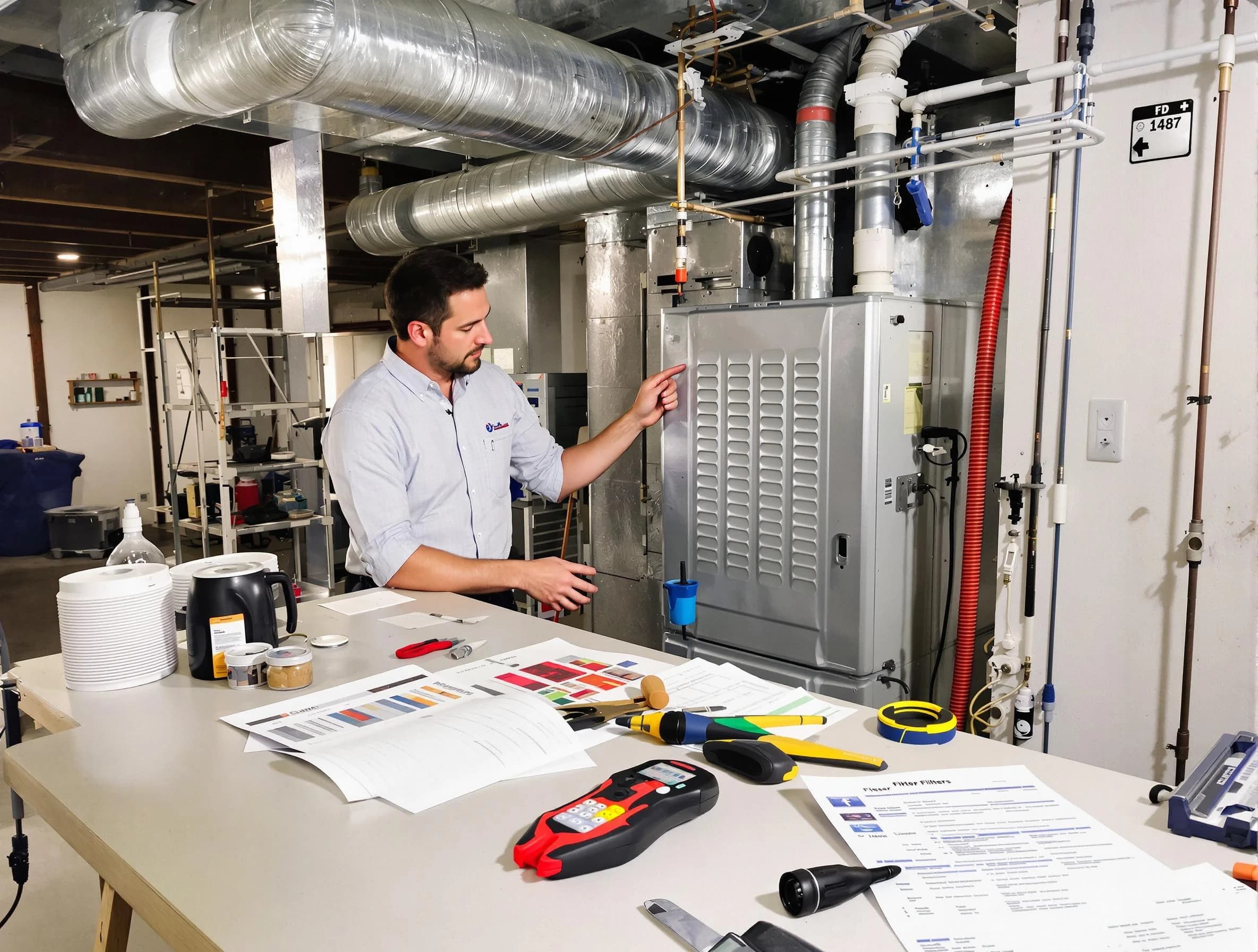 Lowell Air Duct Cleaning inspector conducting detailed filter system evaluation using professional diagnostic tools in Lowell