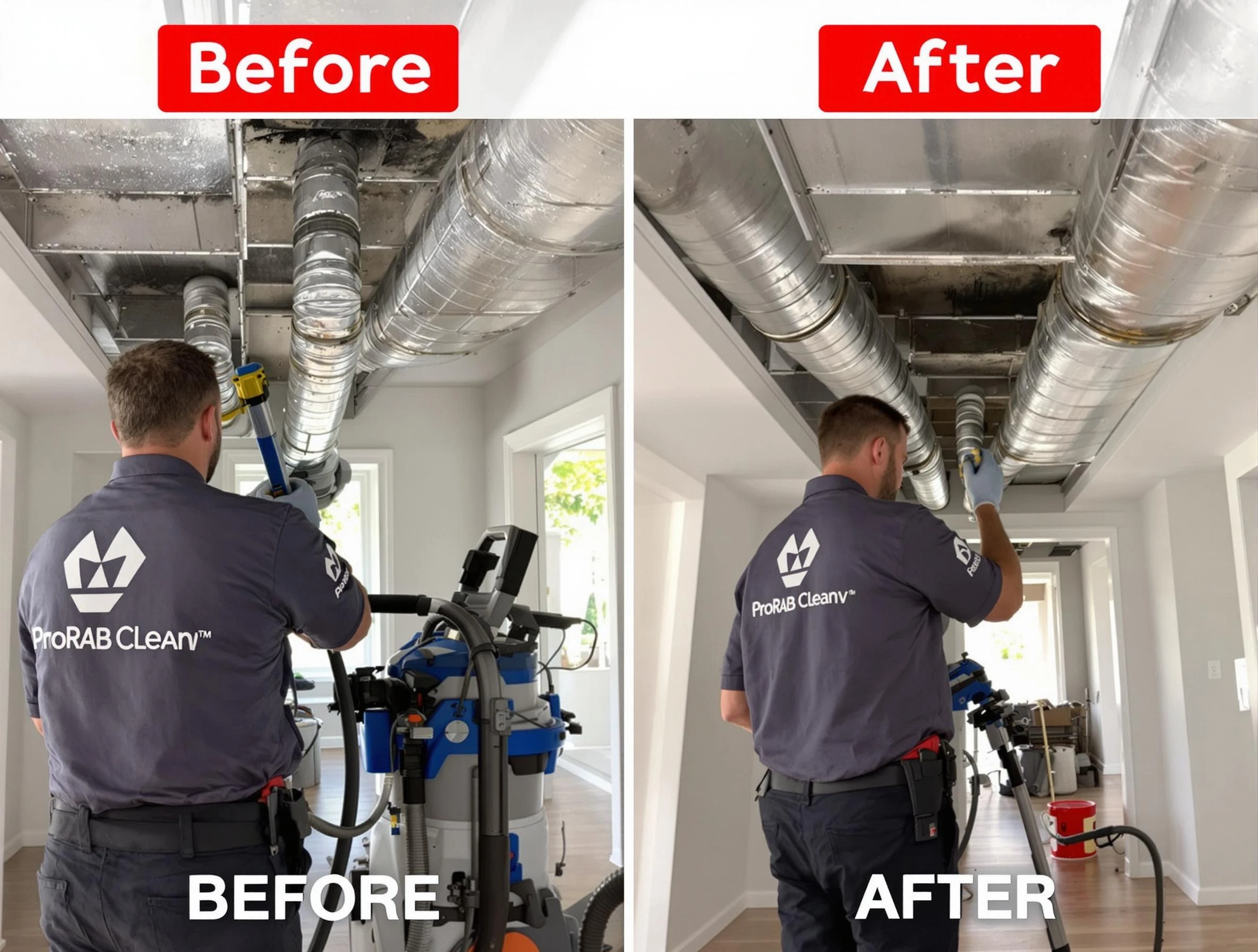 Lowell Air Duct Cleaning expert performing thorough residential duct cleaning in a Lowell home